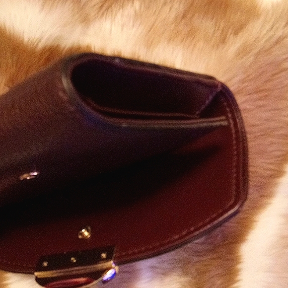 KATE SPADE♠️NEW YORK Brown Vintage Leather Wallet! Red Kate Spade  Fabric Inside - Picture 10 of 13